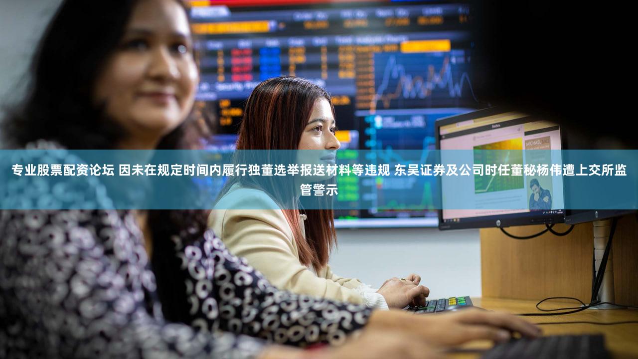 专业股票配资论坛 因未在规定时间内履行独董选举报送材料等违规 东吴证券及公司时任董秘杨伟遭上交所监管警示